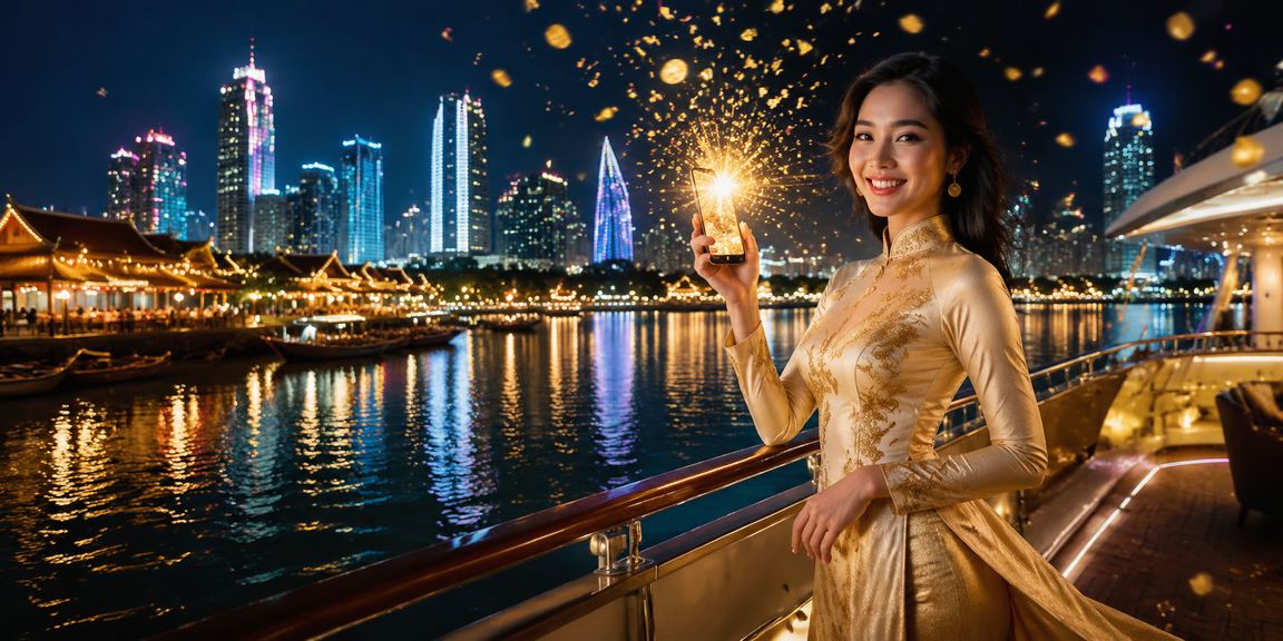 Người dùng Sapa trong trang phục truyền thống trải nghiệm casino di động giữa khung cảnh núi rừng